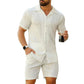 Herren 2-teiliges Set: Kurzarmhemd und Shorts mit hoher Taille