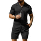 Herren 2-teiliges Set: Kurzarmhemd und Shorts mit hoher Taille