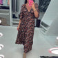 Maxikleid mit V-Ausschnitt und 3/4-Ärmeln