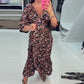 Maxikleid mit V-Ausschnitt und 3/4-Ärmeln