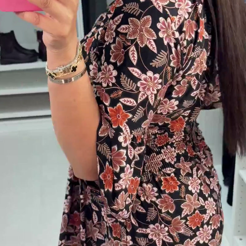 Maxikleid mit V-Ausschnitt und 3/4-Ärmeln