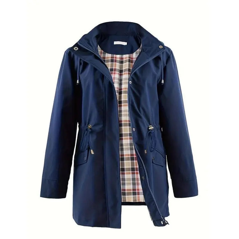 🍂Mittellange Windjacke mit Kapuze, Tunnelzug und Reißverschluss🧥