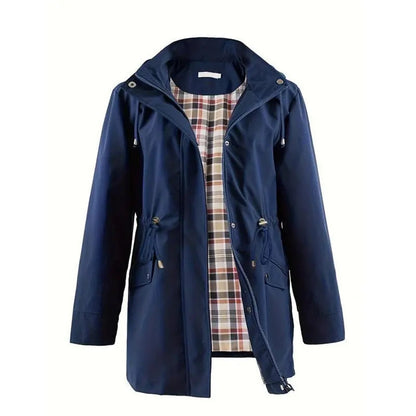 🍂Mittellange Windjacke mit Kapuze, Tunnelzug und Reißverschluss🧥