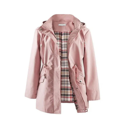 🍂Mittellange Windjacke mit Kapuze, Tunnelzug und Reißverschluss🧥