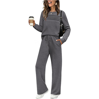 📢📢60 % Rabatt!! ⏰Set für Damen mit Rundhals-Top und Kordelzughose🔥
