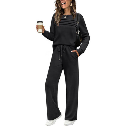 🍂✨Set für Damen mit Rundhals-Top und Kordelzughose⏰Zeitlich begrenzter Verkauf – 50 % RABATT🔥