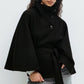 🔥Solange der Vorrat reicht 40 % Rabatt!🎉Damen Mantel im Cape-Stil mit Stehkragen und Gürtel