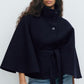 🔥Solange der Vorrat reicht 40 % Rabatt!🎉Damen Mantel im Cape-Stil mit Stehkragen und Gürtel