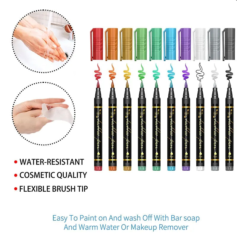 🌈Heißer Verkauf 50 % Rabatt🎨10-teiliges Set temporäre Tattoo-Marker