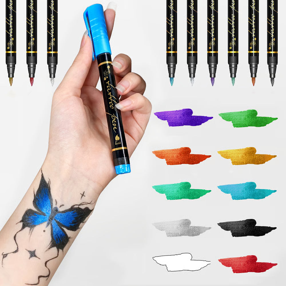 🌈Heißer Verkauf 50 % Rabatt🎨10-teiliges Set temporäre Tattoo-Marker
