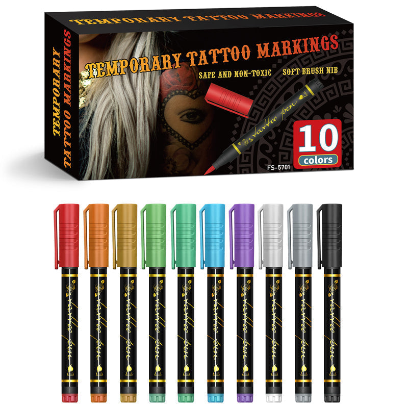 🌈Heißer Verkauf 50 % Rabatt🎨10-teiliges Set temporäre Tattoo-Marker