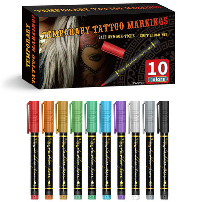 🌈Heißer Verkauf 50 % Rabatt🎨10-teiliges Set temporäre Tattoo-Marker