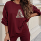 🔥Solange der Vorrat reicht 40 % Rabatt!🎉 Damen Freizeit-Zweiteiler: Sweatshirt mit Buchstaben-Print & Hose