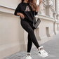 🔥Solange der Vorrat reicht 40 % Rabatt!🎉 Damen Freizeit-Zweiteiler: Sweatshirt mit Buchstaben-Print & Hose
