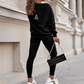 🔥Solange der Vorrat reicht 40 % Rabatt!🎉 Damen Freizeit-Zweiteiler: Sweatshirt mit Buchstaben-Print & Hose