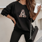 🔥Solange der Vorrat reicht 40 % Rabatt!🎉 Damen Freizeit-Zweiteiler: Sweatshirt mit Buchstaben-Print & Hose