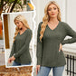 🔥Solange der Vorrat reicht 40 % Rabatt!🎉Damen-Pullover mit V-Ausschnitt und langen Ärmeln in Uni-Farbe