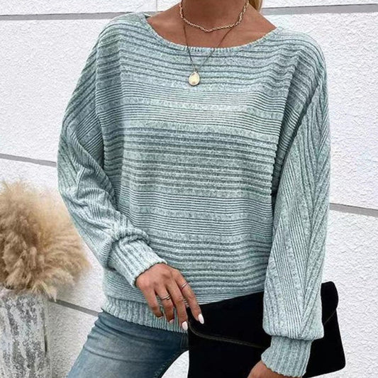 🔥Solange der Vorrat reicht 40 % Rabatt!🎉Solides, rundhalsiges Langarm-Top mit Streifen