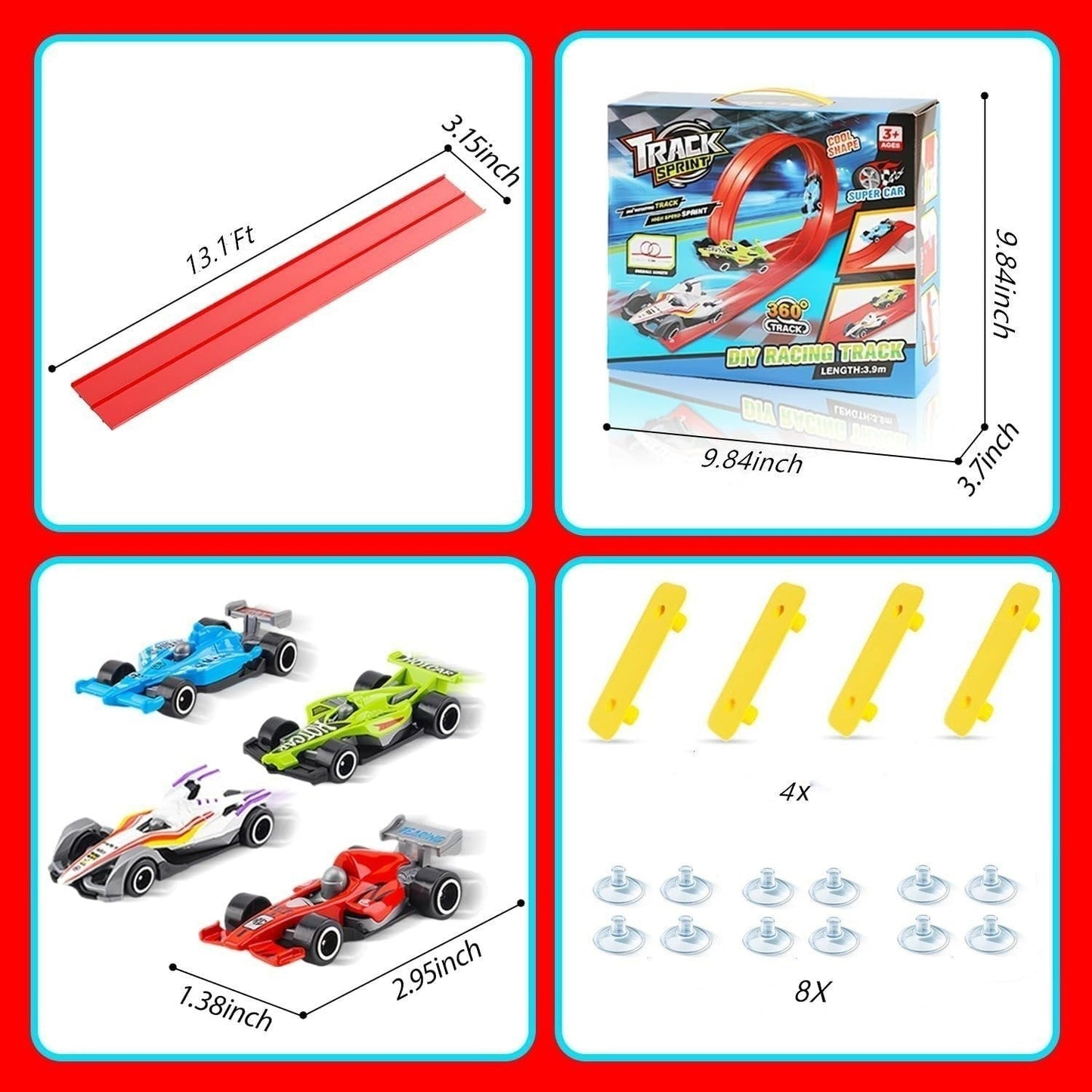 🎁Frühweihnachtlicher Sonderverkauf 50% Rabatt🎅🏎️DIY-Rennbahn für Kinder aus Aluminiumlegierung mit Saugnäpfen