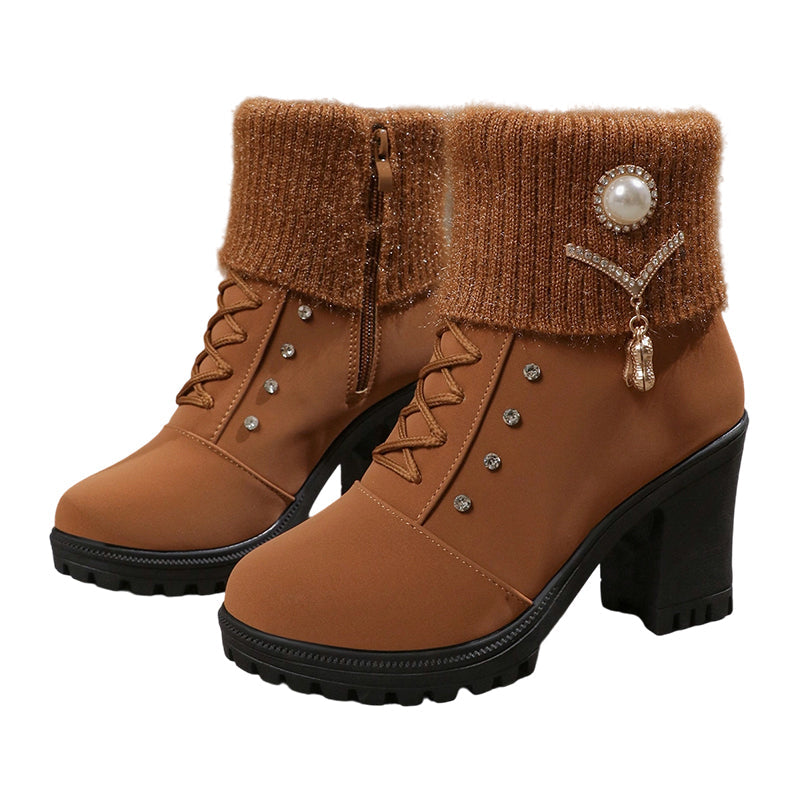 🔥Black-Friday-Mega-Angebot – 50 % Rabatt!🔥Warm gefütterte Damenstiefeletten mit Blockabsatz