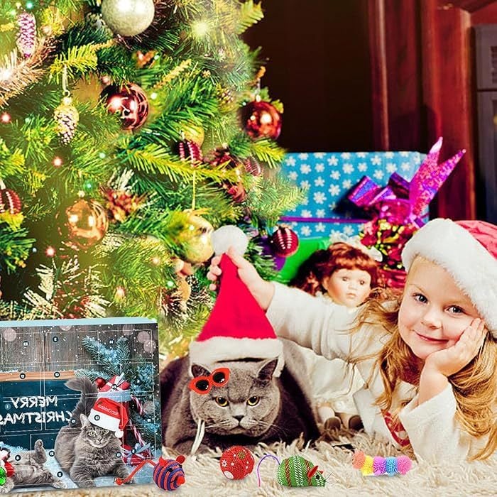 🎄🎁2025 Weihnachts-Countdown-Adventskalender mit Spielzeug für Katzen und Hunde🐾🥳