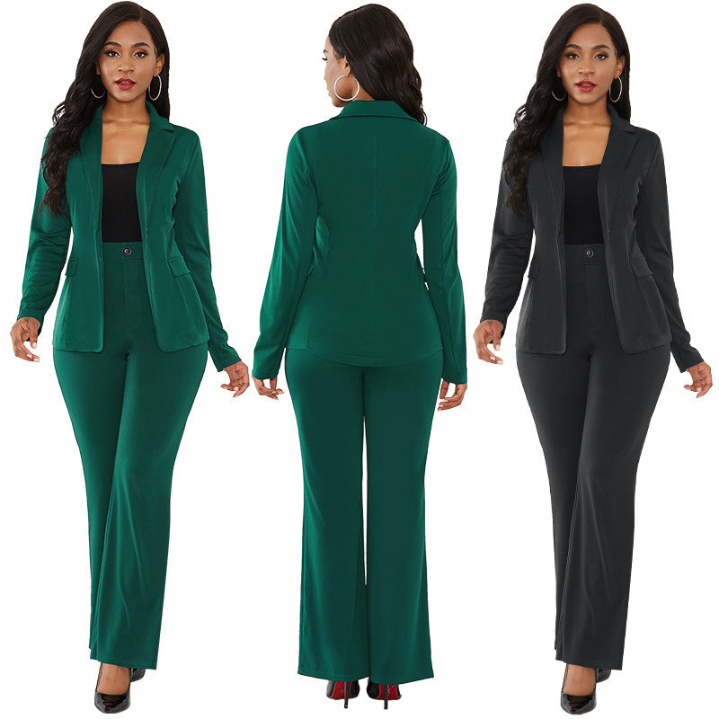 💖Damen Business Solid Blazer & Hose 2-teiliges Set