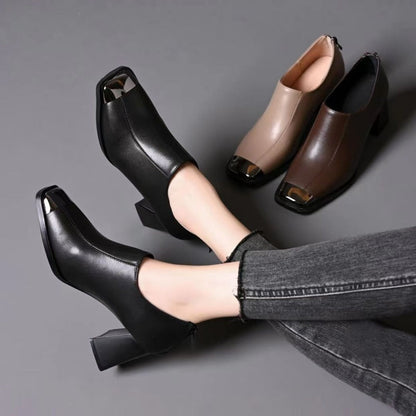 🔥Solange der Vorrat reicht 40 % Rabatt!🎉Damen Schuhe mit Karree-Spitze, Blockabsatz und Reißverschluss