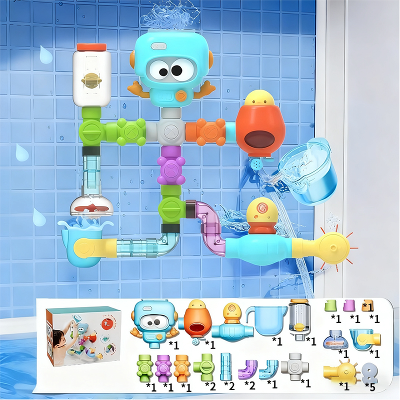 🔥Solange der Vorrat reicht 40 % Rabatt!🎉Wasserwerk-Rohr-Badespielzeugset für Kinder