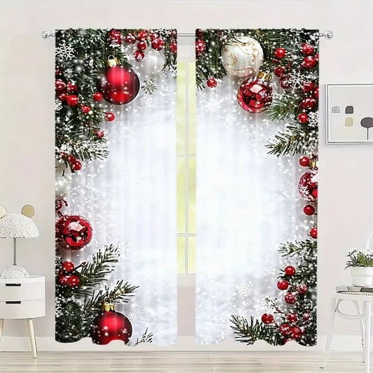 🔥Solange der Vorrat reicht 40 % Rabatt!🎉Weihnachts-Fenstervorhänge 2-teiliges Set für die Wohnungsdekoration