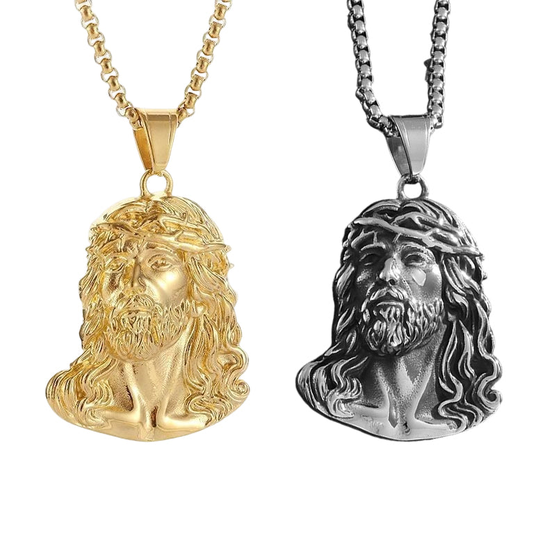 🕊️✝️Halskette mit Jesus-Kopf-Anhänger