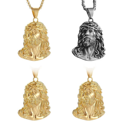 🕊️✝️Halskette mit Jesus-Kopf-Anhänger