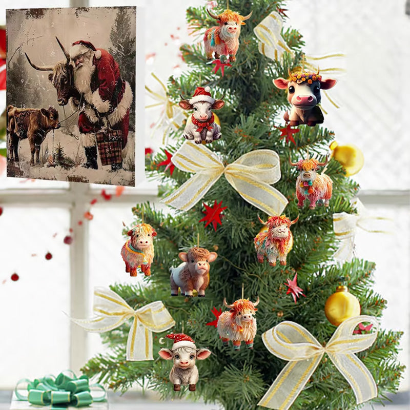 🎄Christmas Sale 50% Rabatt🎉Adventskalender mit Hochlandrind-Design