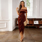 💃Christmas Sale 49% OFF🎉Elegantes, schulterfreies Maxikleid mit Rüschen für Damen