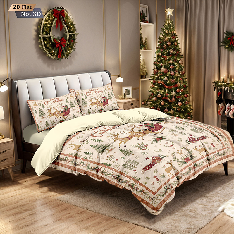 🎅【Früher Weihnachtskauf: 50% Rabatt!】🎄 Festives Christmas 3-Teiliges Bettwäscheset