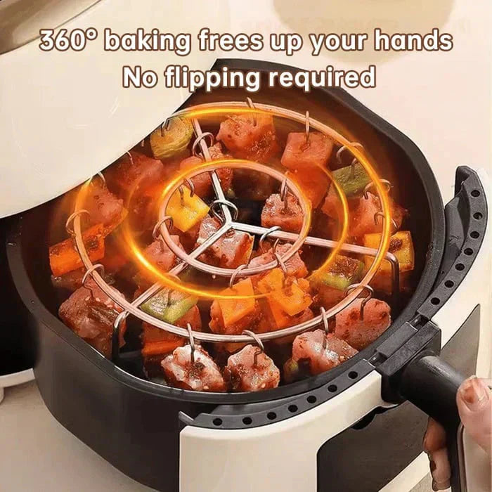 🔥 Jetzt 50 % Rabatt! ✨ Heißluftfritteuse mit vertikalem Grillrost – 8 Edelstahlspieße, komplett mit hitzebeständigen Handschuhen