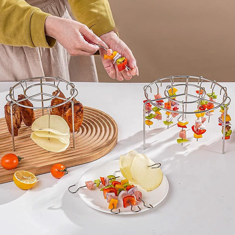 🔥 Jetzt 50 % Rabatt! ✨ Heißluftfritteuse mit vertikalem Grillrost – 8 Edelstahlspieße, komplett mit hitzebeständigen Handschuhen