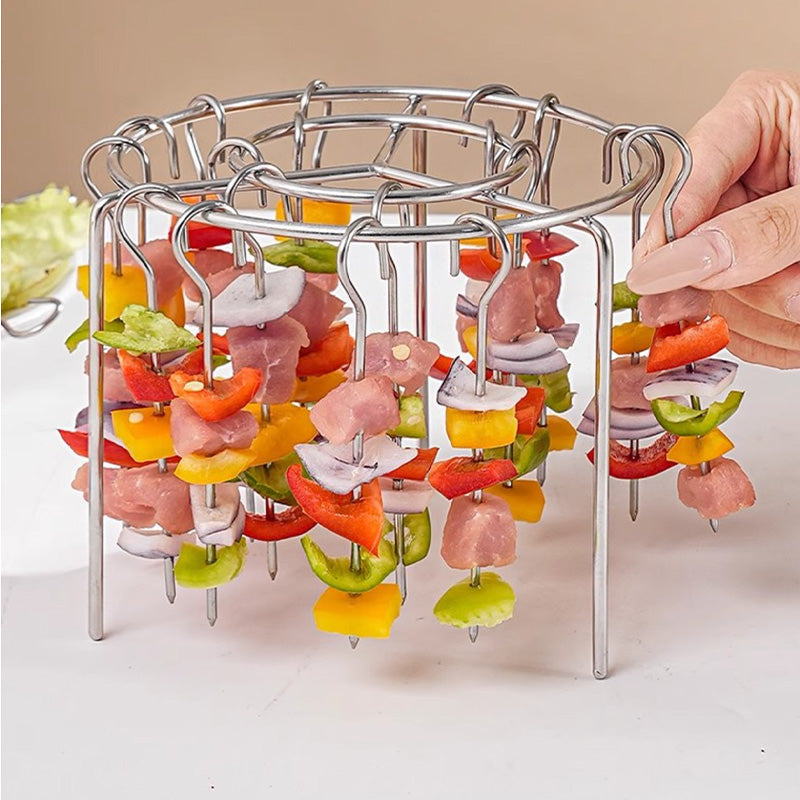 🔥 Jetzt 50 % Rabatt! ✨ Heißluftfritteuse mit vertikalem Grillrost – 8 Edelstahlspieße, komplett mit hitzebeständigen Handschuhen