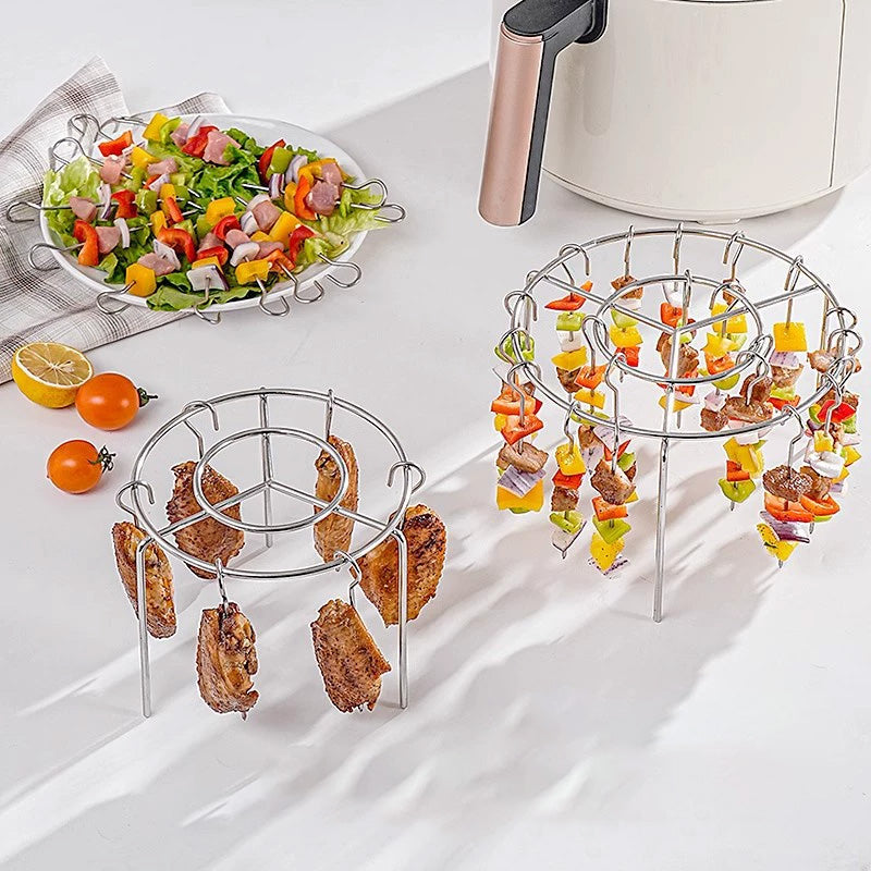 🔥 Jetzt 50 % Rabatt! ✨ Heißluftfritteuse mit vertikalem Grillrost – 8 Edelstahlspieße, komplett mit hitzebeständigen Handschuhen