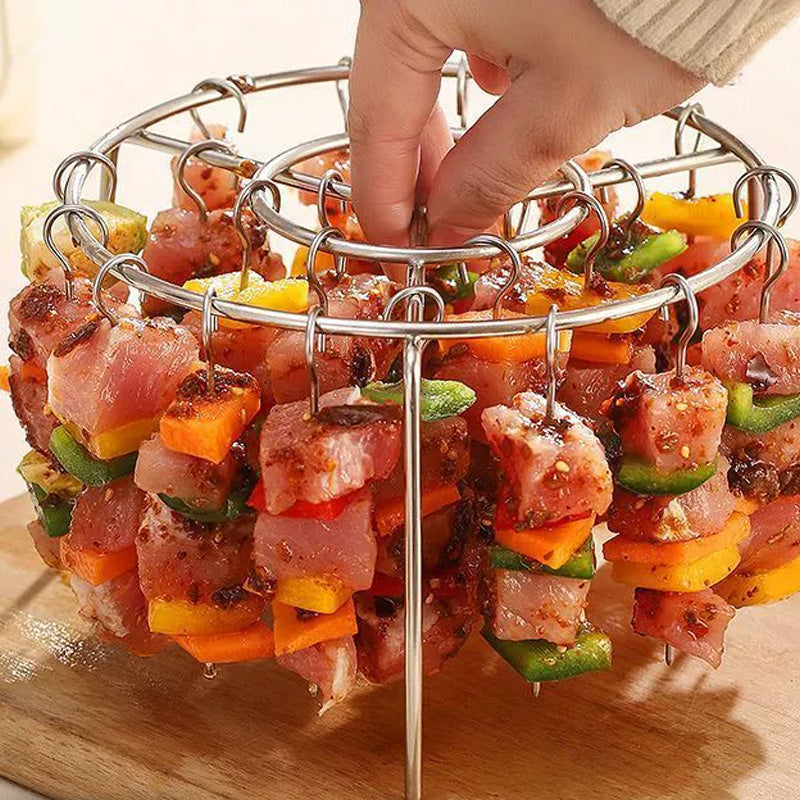 🔥 Jetzt 50 % Rabatt! ✨ Heißluftfritteuse mit vertikalem Grillrost – 8 Edelstahlspieße, komplett mit hitzebeständigen Handschuhen