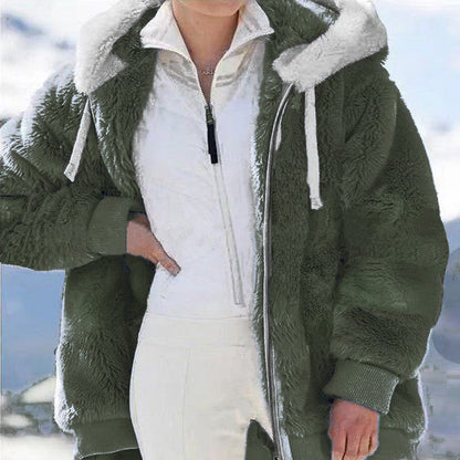 🎅Heiße Rabatte 50 % RABATT🔥Kapuzen-Fleecejacke mit Lammfellfutter🐑