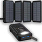 🔥20000-mAh-Solar-Powerbank mit faltbaren Panels, kabellosem Laden und LED-Taschenlampe