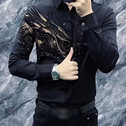 👔 60% RABATT! 🎨 HERRSHIRT MIT DRUCK - Slim Fit & Atmungsaktives Stretchgewebe, Moderner Schnitt für Business und Freizeit, Knitterarm 🌟🧳