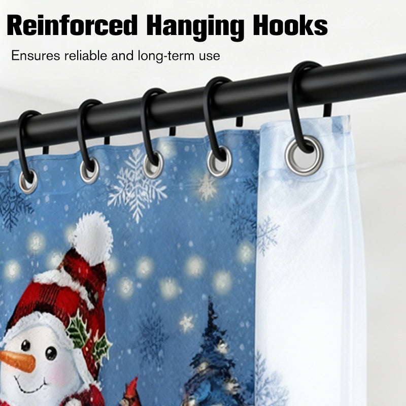 🔥Solange der Vorrat reicht 40 % Rabatt!🎉Weihnachts-Schneemann-Duschvorhang-Sets mit 12 Haken