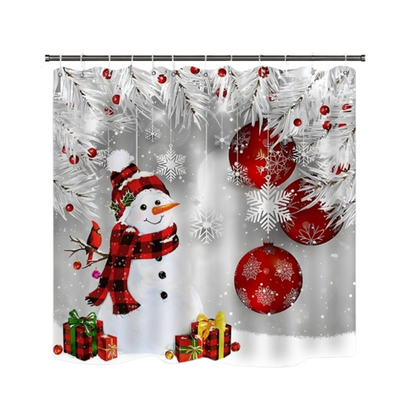 🔥Solange der Vorrat reicht 40 % Rabatt!🎉Weihnachts-Schneemann-Duschvorhang-Sets mit 12 Haken