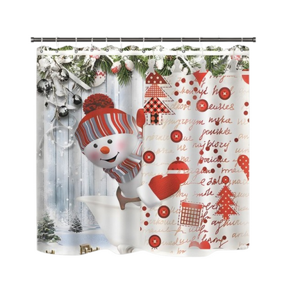 🔥Solange der Vorrat reicht 40 % Rabatt!🎉Weihnachts-Schneemann-Duschvorhang-Sets mit 12 Haken