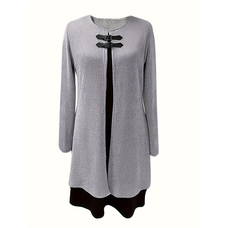 💃Solange der Vorrat reicht 40 % Rabatt!🎉Damenkleid in A-Linie, knielang, mit angedeutetem Zweiteiler-Look