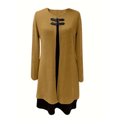 💃Solange der Vorrat reicht 40 % Rabatt!🎉Damenkleid in A-Linie, knielang, mit angedeutetem Zweiteiler-Look