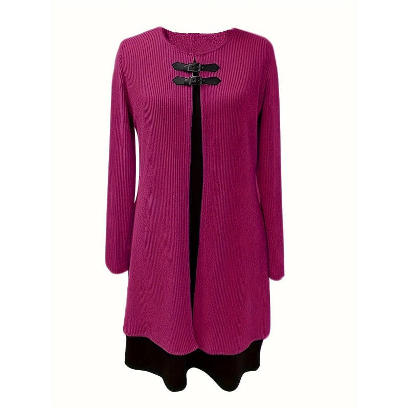 💃Solange der Vorrat reicht 40 % Rabatt!🎉Damenkleid in A-Linie, knielang, mit angedeutetem Zweiteiler-Look