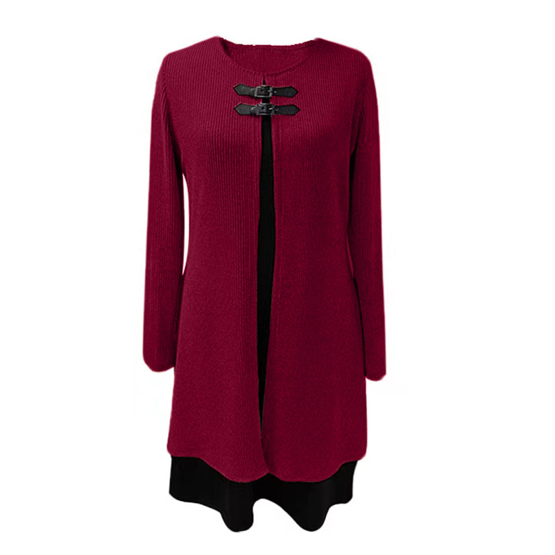 💃Solange der Vorrat reicht 40 % Rabatt!🎉Damenkleid in A-Linie, knielang, mit angedeutetem Zweiteiler-Look