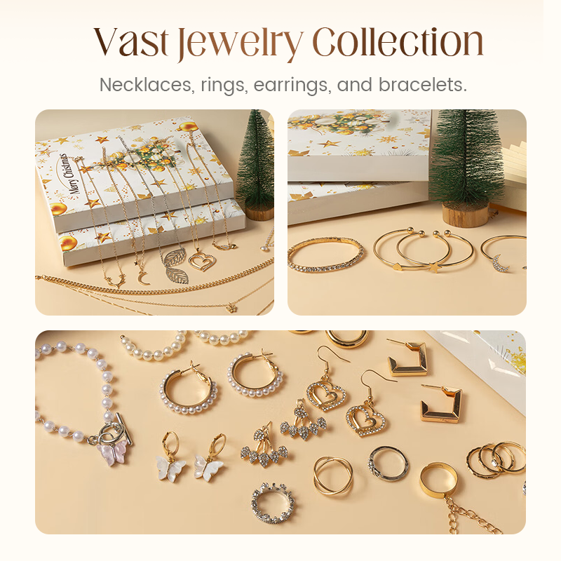 💖Black Friday Super Sale – 50 % Rabatt!💖 24-teiliges Set Weihnachts-Adventskalender mit exquisitem Schmuck